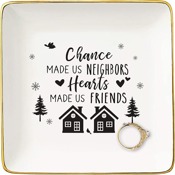 NZY Birthday,Christmas Gifts for Neighborhood,Friends,Women,Funny Friend,Bestie,Neighbor Gifts,Christmas Tree Decoration-Ceramic Jewelry Tray Trinket Holder Ring Dish