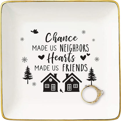 NZY Birthday,Christmas Gifts for Neighborhood,Friends,Women,Funny Friend,Bestie,Neighbor Gifts,Christmas Tree Decoration-Ceramic Jewelry Tray Trinket Holder Ring Dish