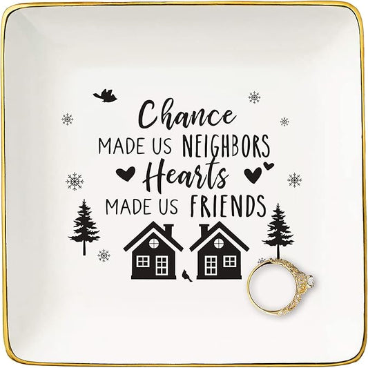 NZY Birthday,Christmas Gifts for Neighborhood,Friends,Women,Funny Friend,Bestie,Neighbor Gifts,Christmas Tree Decoration-Ceramic Jewelry Tray Trinket Holder Ring Dish