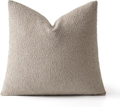 MIULEE Textured Boucle Throw Pillow Cover Light Brown Accent Solid Eruo Sham Pillow Case Decorative Soft Pack of 1 Couch Cushion Chair Sofa Bedroom Livingroom Home Decor,24x24 Inch