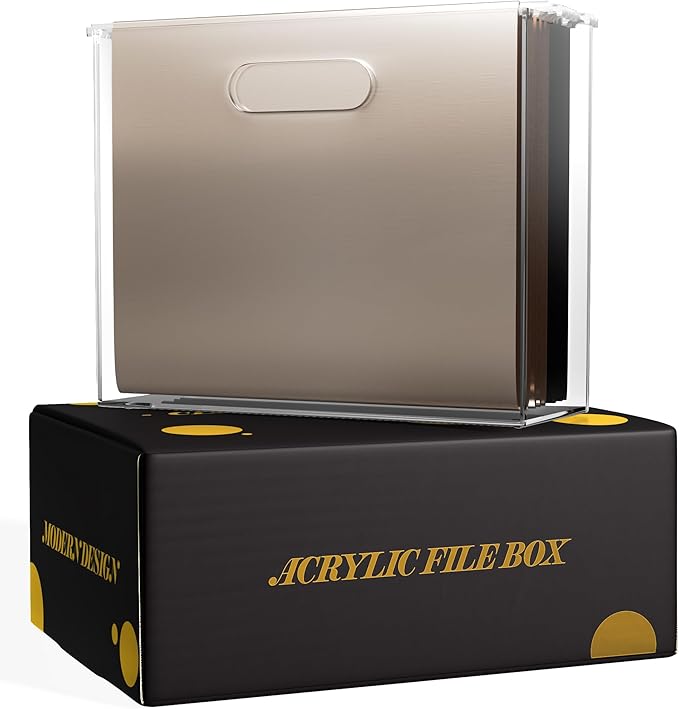 File Organizer for Desk - A Slim Acrylic Storage Box with Handles is great for Office Organization - This Modern Acrylic Magazine Holder makes a Great Gift for Home/Work Space