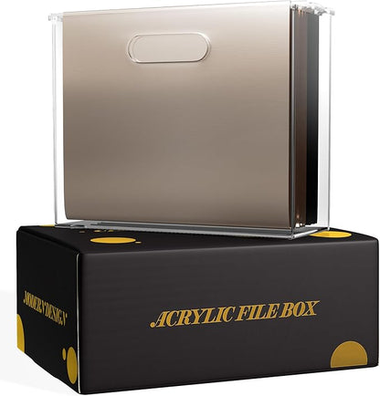 File Organizer for Desk - A Slim Acrylic Storage Box with Handles is great for Office Organization - This Modern Acrylic Magazine Holder makes a Great Gift for Home/Work Space