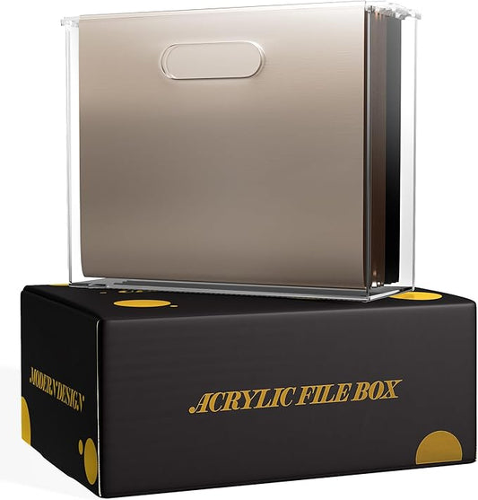 File Organizer for Desk - A Slim Acrylic Storage Box with Handles is great for Office Organization - This Modern Acrylic Magazine Holder makes a Great Gift for Home/Work Space
