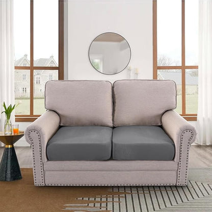 H.VERSAILTEX Individual Cushion Covers Suede Stretch Love Seat Couch Covers Thick Soft Couch Slipcover Dog Couch Cover Protector(2 Piece Loveseat Covers, Grey)