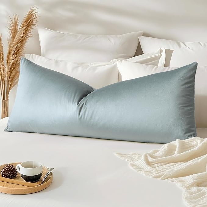 Artscope Luxury Velvet Lumbar Pillow Cover Super Soft Decorative Rectangle Throw Pillow Covers Case Cushion Covers for Sofa Couch Bedroom Car Decor 14x36 Inch Light Grey