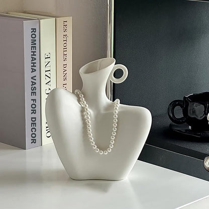 Body Vase 8.27" Collarbone Shaped Flower Vase for Home Decor, Clavicle Bone Ceramic Sculpture Art Decor, Modern Minimalist Flower Holder for Living Room