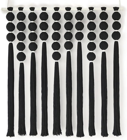 IOWER Large Macrame Wall Hanging Black Macrame Wall Decor Sphericity Cotton Textile Wall Hanging Boho Wall Decor Art Fiber Yarn Art Handmade 39" Wx39 L