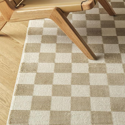 Revival Rugs Gambit 3'x5' Machine Washable Area Rug for Kitchen Bedroom - 100% Recycled Oeko-TEX Certified, Medium Pile, Camel, Beige
