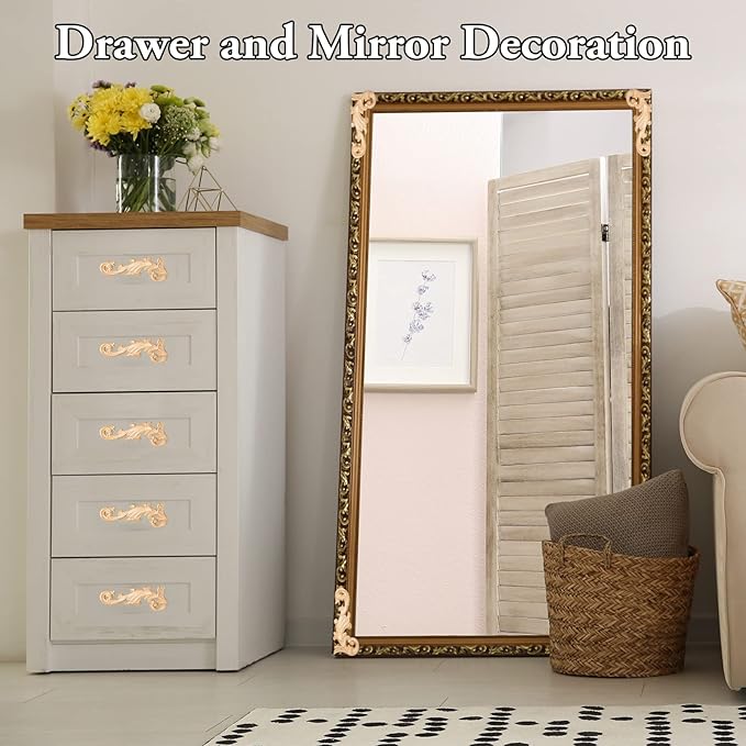 20 Pcs Wood Applique Corner Onlay Decorative Wood Applique DIY Wooden Carved Corner Unpainted Wooden Carved Decals Carving Decal for Furniture Wall Cupboard Bed Cabinet(Stylish Style)