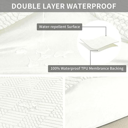 Easy-Going Waterproof Couch Cushion Covers for Couches and Sofas, Stretch Jacquard Sofa Seat Cover Replacement for Dogs, Pets & Kids, Durable Furniture Protector for Oversized Sofa Cushions, Ivory