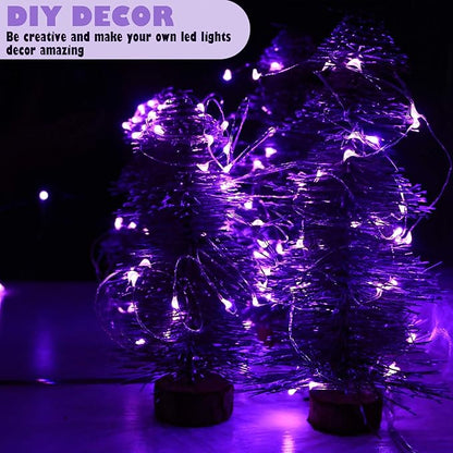 OakHaomie 6 Pack Fairy Lights Battery Operated No Remote LED Starry String Lights 30 Micro Starry LEDs on 10ft Copper Wire Light for DIY Wedding Centerpiece Table Decorations (Purple)
