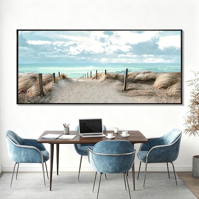 Ocean Wall Art Landscape Wall Decor Modern Canvas Prints 32"x70" Large Artwork for Living Room Framed Picture for Kitchen