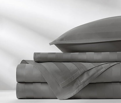 Pure Bamboo Twin Sheets, Genuine 100% Organic Viscose Derived from Bamboo Bed Sheet Set, Luxuriously Soft & Cooling, Double Stitching, 2 Year Quality Promise (Twin, Jacquard Stone)