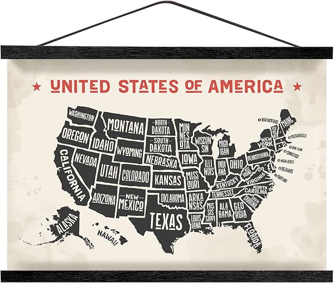 HONKKI Magnetic Poster Hanger Frame for 48x36 48x32 48x24 Movie Music Posters Wall Art,Black Wood Picture Frames for Canvas Diamond Map Decor, Living Room Calendar Banner Tapestry Photo Hanging Stand