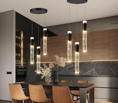 Mini Chandelier for Kitchen Island Modern Crystal Pendant Lighting LED Dining Room Hanging Lights Cylinder Drop Lights Ceiling Lighting Fixture Kitchen Sink Bedroom Bathroom 2700K 6000K
