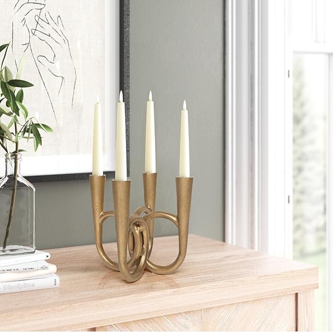 Antique Brass Candle Holder, Iron Taper Candle Holders, Vintage Cast Iron Decorative Candle Stands, Tall Candle Holders for Wedding, Dining Table, Home Decor