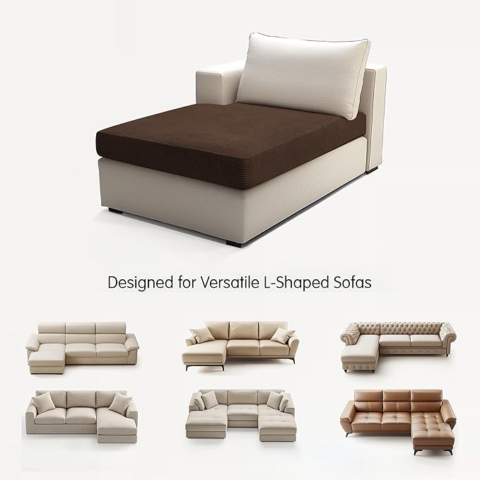 Hokway Stretch Chaise Cover Individual Couch Cushion Slipcovers Reversible Cushion Protector Slipcovers Sofa Cushion Protector Covers (Chaise Cover, Chocolate)