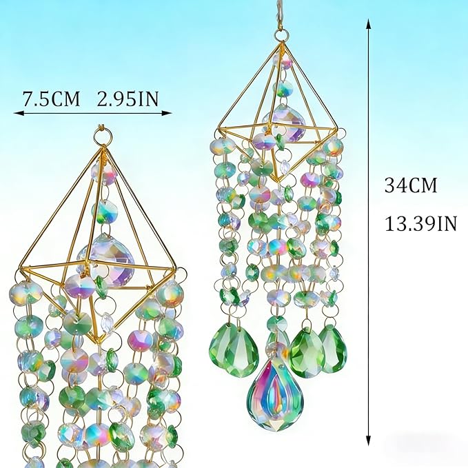 Sun Catcher Crystals for Window Hanging, Rainbow Prism Sun Catcher with Crystal Prisms, Hanging Crystal Suncatchers Indoor Window Decor, Window Suncatcher Light Catcher