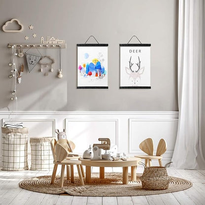 2 Pack Magnetic Poster Hanger Frame 16 Inch Black- 16x24 16x22 16x20 - Extra Strong Magnets, Quick Assembly and Easy Use, Wood Poster Hanger for Wall Art, Pictures, Prints, Maps, Canvas