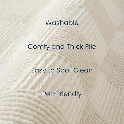 Revival Rugs Willow 2'7"x9' Machine Washable Runner Rug for Hallway Entryway - 100% Recycled Oeko-TEX Certified, Medium Pile, Beige, Cream