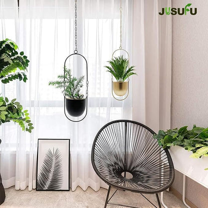 Metal Hanging Planters, 2pcs Black Hanging Planters for Indoor & Outdoor Plants, No Plant incld