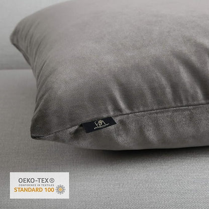 Phantoscope Pack of 2 Velvet Decorative Throw Pillow Covers Soft Solid Square Cushion Case for Couch Dark Grey 26 x 26 inches 65 x 65 cm
