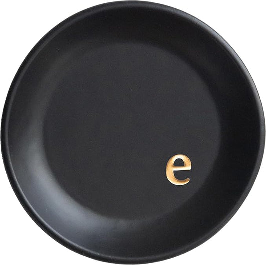 COLLECTIVE HOME - Ceramic Jewelry Tray, Decorative Trinket Dish for Rings Earrings Necklaces Bracelet Watch Keys, Birthday Mother's Day Christmas Gift for Women, 4.75", Black Surface (e)