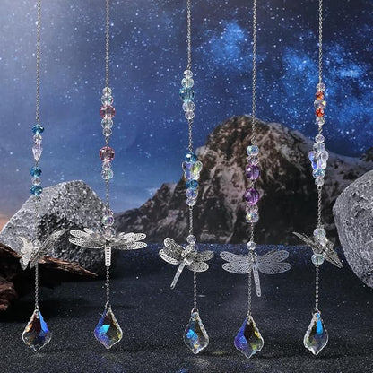 SUNNYCLUE 1 Box DIY 5 Sets Garden Suncatchers Rainbow Maker Suncatcher Prism Glass Crystal Beads Colorful Sun Catchers Making Kit Filigree Metal Butterfly Dragonfly Linking Charms for Window Door