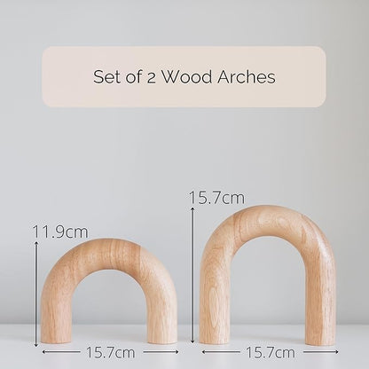 PEAKOLY Wood Arch Decorative Objects - Modern Bookshelf Decor, Coffee Table Sculpture, Floating Shelf Decor Accents, Japandi Home Decorations for Side, Console and Entryway Table