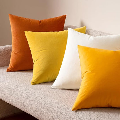 MIULEE Velvet Throw Pillow Covers 12x12 Inch, Pack of 2 - Orange, Soft Solid Small Decorative Pillow Covers Modern Luxury Home Decor for Couch Chair Sofa Bedroom Livingroom Car