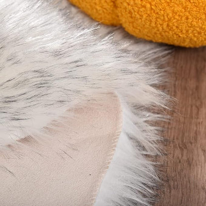 White and Grey Ultra Soft Faux Fur Shaggy Runner Rug 2x6 for Nursery Teen Room Dormitory Living Room Washable Furry Area Rug Décor