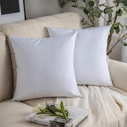 Phantoscope Pack of 2 Velvet Decorative Throw Decorative Pillow Cover Soft Solid Square Cushion Case for Couch White 18 x 18 inches 45 x 45 cm