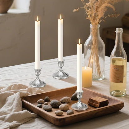 Candlestick Holders Taper Candle Holders, 9PCS Silver Candle Holder Set for Table Centerpiece, Vintage Candle Stand for Table Centerpieces, Home Decor,Weddings,Festival and Parties (9, Silver)