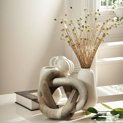 Wood Knot Decor -Coffee Table Decor Shelf Decor Table Books Hand Carved Home Decoration Boho Country Rustic Modern Shabby Chic Style 3 Link Wooden Knot Chain Link Decor (Rustic)