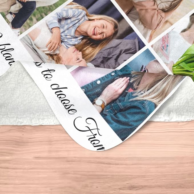 Personalized Gifts for Mom from Daughter Custom Blankets with Photos and Text Multiple Colors Sizes Soft Flannel Gifts for Women Birthday Gifts for Mom