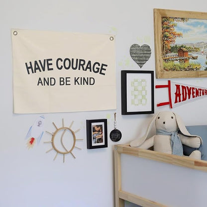 Canvas Banner Hanging Flag Banner for Nursery and Playroom Wall Décor for Kids Trendy Room Décor for Boys and Girls (Courage)