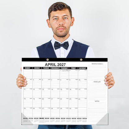 GuassLee Large Desk Calendar 2026,3 Packs 22" x 17" Desktop Wall Calendar 18 Months Wall Planner Runs from Jan. 2026 to Jun. 2027 with Julian Date To-do & Notes Monthly Goals for School Home Office