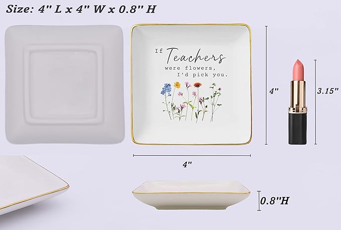 If Teachers Were Flowers,I'd Pick You-Thank You Teacher Gift,Teachers Month Gift,Thanksgiving Christmas Gifts for Teachers,Teacher Appreciates Gift from Student-Jewelry Tray Trinket Holder Ring Dish