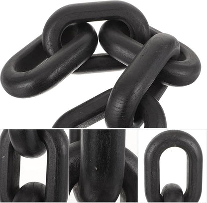 OSOLADY Wood Chain Link Decor: 5-Link Decorative Wooden Chain - Aesthetic Home Decor for Farmhouse Bookshelf Coffee Table Living Room Racks Cabinet Black