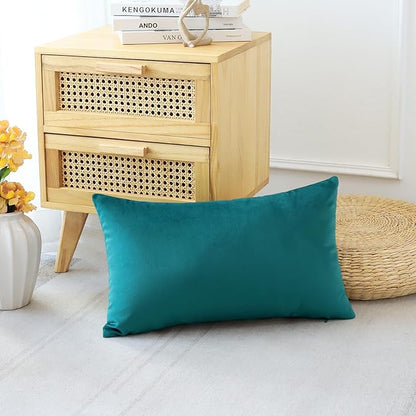 Artscope Luxury Velvet Pillow Covers Decorative Rectangle Pillowcases Soft Solid Cushion Cases for Couch Sofa Bedroom Car Decor 12x20 Inch Teal