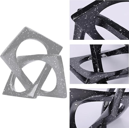 DOVDOV Black Home Room Decor, Geometric Knot Figurines, Unique Home Decor, Modern Decorations for Shelf Mantle Coffee Table tv Stand Console trinkets.