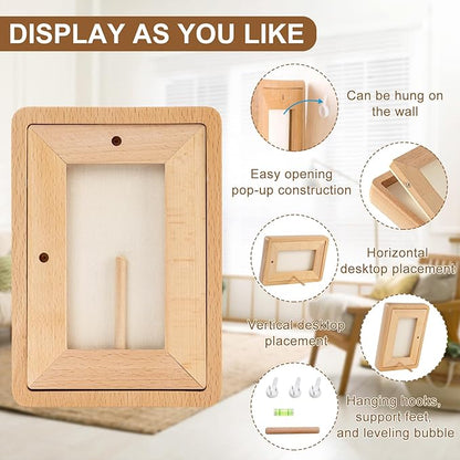 TEYCLZORE 4x6 Natural Wood Picture Frame, Handmade Beech Wood Photo Frame, Display 3x4 Picture with Mat or 4x6 Without Mat, Tabletop Display and Wall Hanging