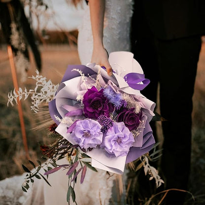 HUACHIPLUS Preserved Rose Bouquets: Fresh Flowers Bouquet- Romantic Gifts for Mom Wife Girlfriend Women-Flowers for Delivery Prime on Christmas Valentines Day Anniversary Mothers Day Birthday(Violet)