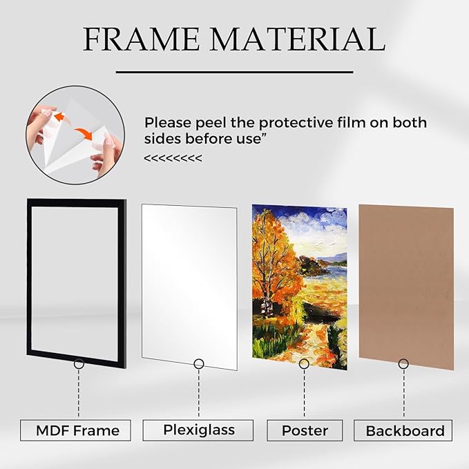Muzilife 18×24" Black Poster Frame 2 Pack, Engineered Wood Concert Poster Picture Frames with Plexiglass Cover and Hanging Hardware for Horizontal or Vertical