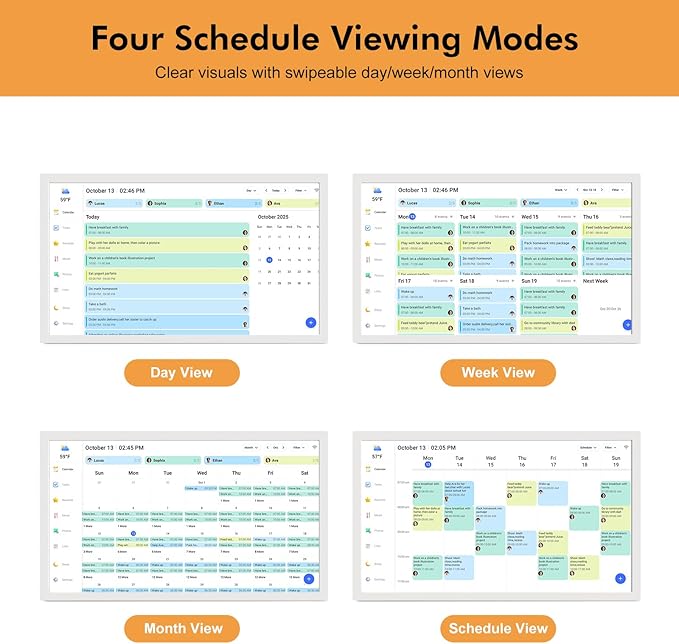 32" Digital Calendar Chore Chart for Wall Planner –Touchscreen Electronic Calendar Photo Frame for Family-Meal-Planner, Seamless Scheduling with Star Reward, Sync Online Calendar Via APP, Wall Mounted