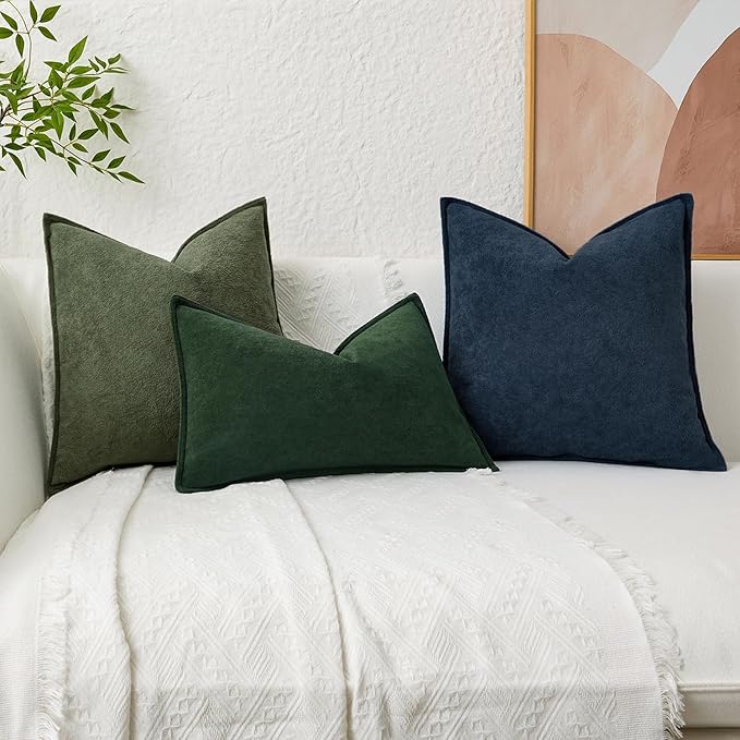 Kevin Textile Waterproof Decorative Pillow Covers Navy Blue 16x16 Inch Pack of 2 Soft Boucle Textured Throw Pillowcases Elegant Accent Pillows for Couch Sofa Chair Bed Home Decor Indoor Outdoor