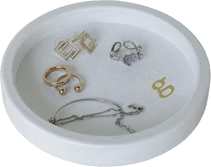 COLLECTIVE HOME - Velvet Jewelry Tray, 6" Monogrammed Jewelry Dish, Smooth Velour Display Dish for Rings, Earrings, Necklaces, Makeup, Personalized Gifts for Women (White-g)