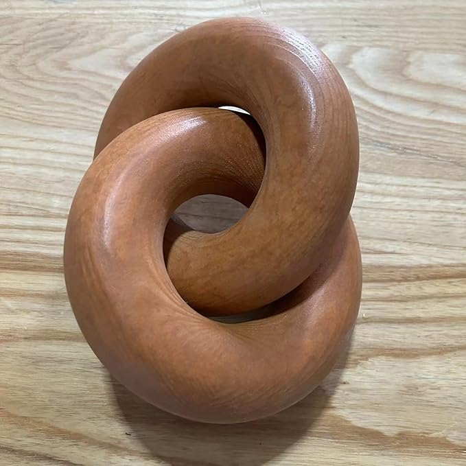 Wood Knot Décor-2 Link Wooden Chain Link Home Decor,Coffee Table Decor Book Shelf Decor Accents Art Decor Living Room Decor Items (Coffee)
