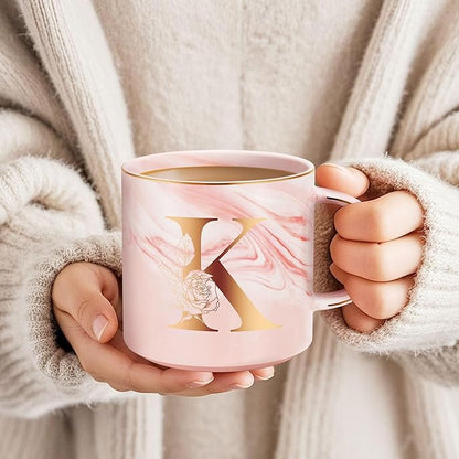 Valentines Day Gifts for Her, Anniversary Birthday Galentines Gifts for Women Mom Grandma Friend Sister Wife Teacher Coworker, Personalized Initial Customized Gift Monogrammed A-Z Coffee Mug 12 OZ(K)