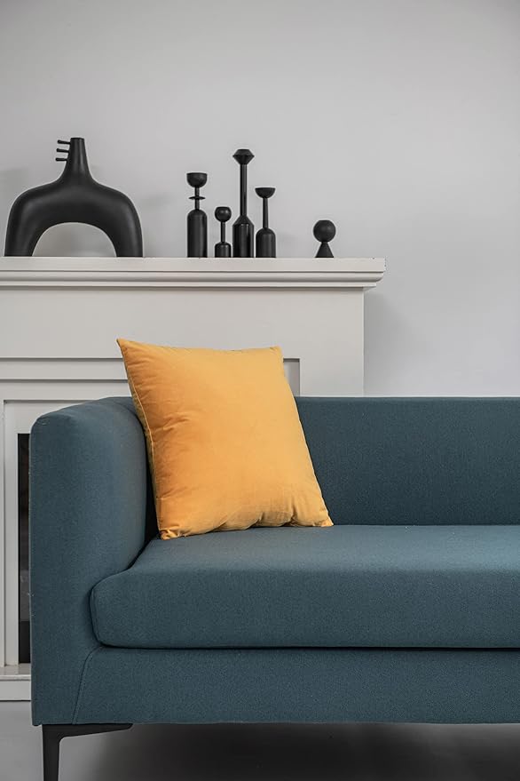 Couch Pillow Covers 18x18 Golden Yellow: 2 Pack Cozy Soft Velvet Square Throw Pillow Cases for Farmhouse Home Decor